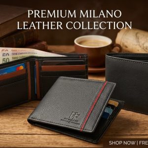 HF MILANO Men,sPremium Geniun Leather Bi Fold WALLET