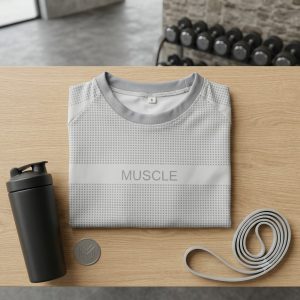 MUSCLE" Dry-Fit Stretch Training Tee