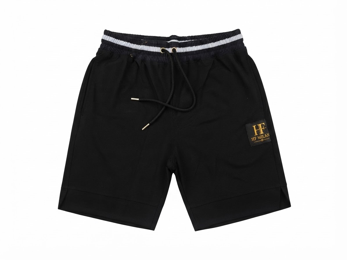 HF Milano Men's Casual Drawstring Shorts - Black - Image 2
