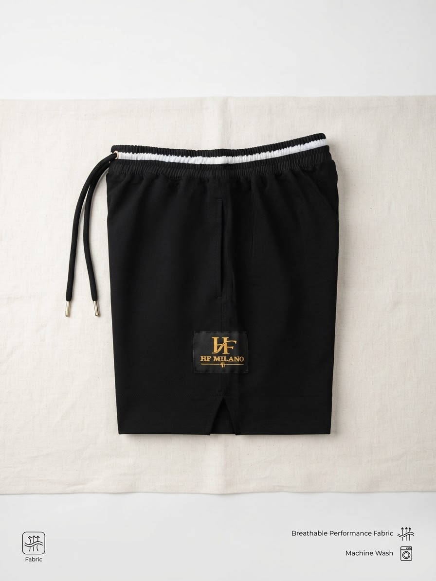 HF Milano Men's Casual Drawstring Shorts - Black - Image 3