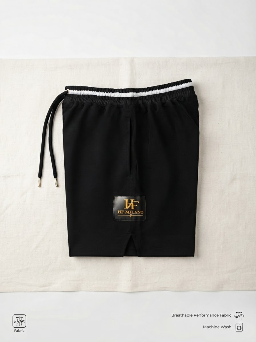 HF Milano Men's Casual Drawstring Shorts - Black - Image 5