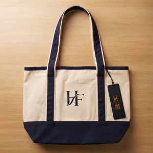​HF Milano 100% Cotton with Navy Cup Durable Canvas Tote Bag