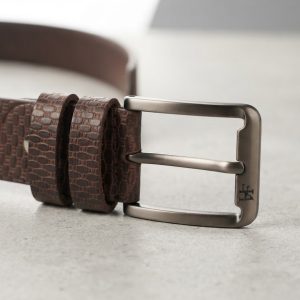 Genuine Leather Cobra Texture Belt – 40mm Chocolate Brown