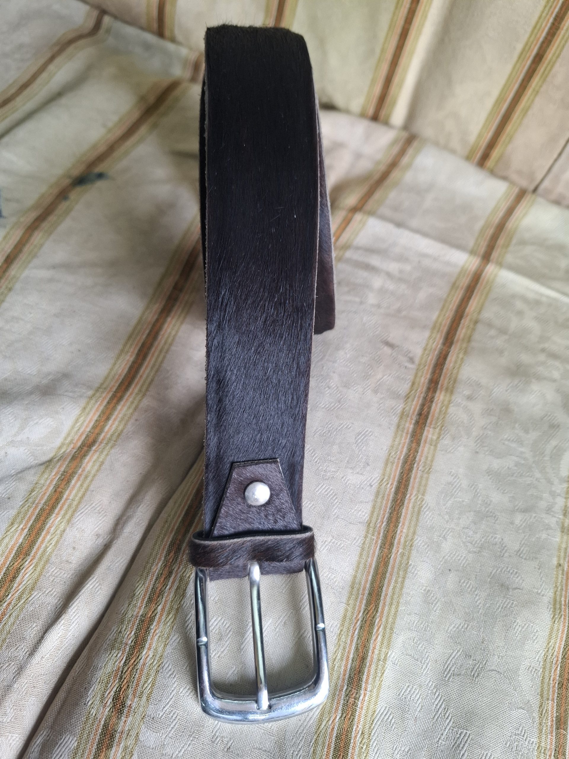 HF Milano Genuine Cow Hair-On Leather Belt with Premium Metal Buckle